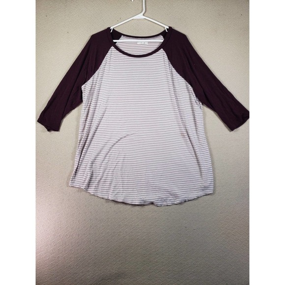 Maurices Shirt Womens 1 White Striped Long Sleeve Scoop Neck Comfort Casual Tee - Picture 1 of 8